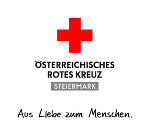Das Bild zeigt das Logo des Österreichischen Roten Kreuzes - Landesverband Steiermark mit dem Zusatz "Aus Liebe zum Menschen"